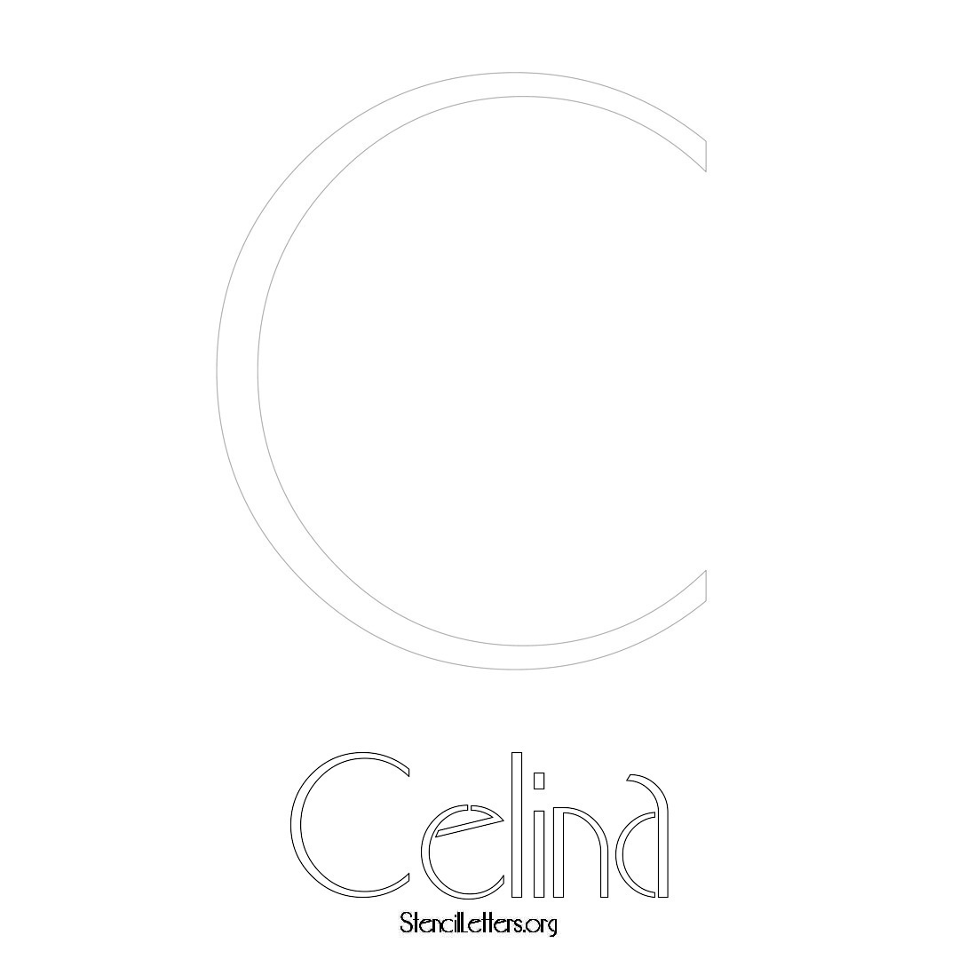 Celina printable name initial stencil in Art Deco Lettering
