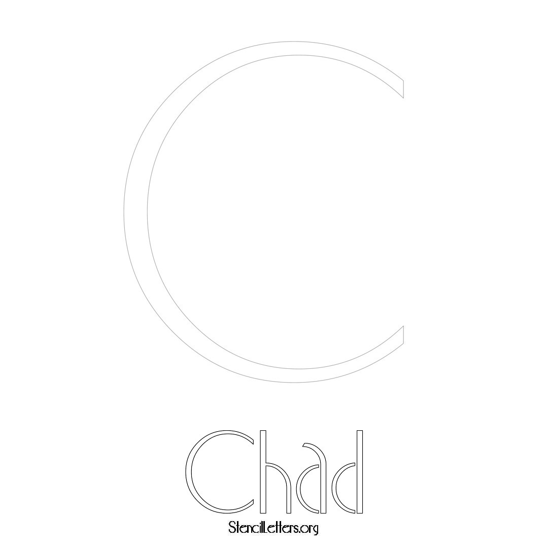 Chad printable name initial stencil in Art Deco Lettering