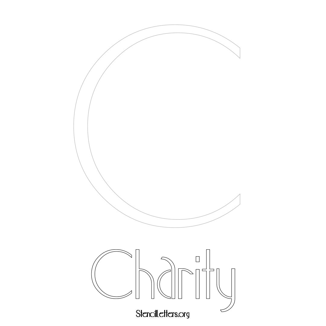 Charity printable name initial stencil in Art Deco Lettering