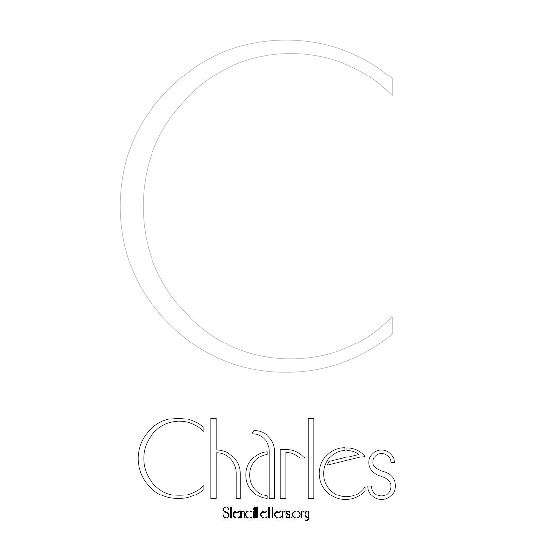 Charles printable name initial stencil in Art Deco Lettering