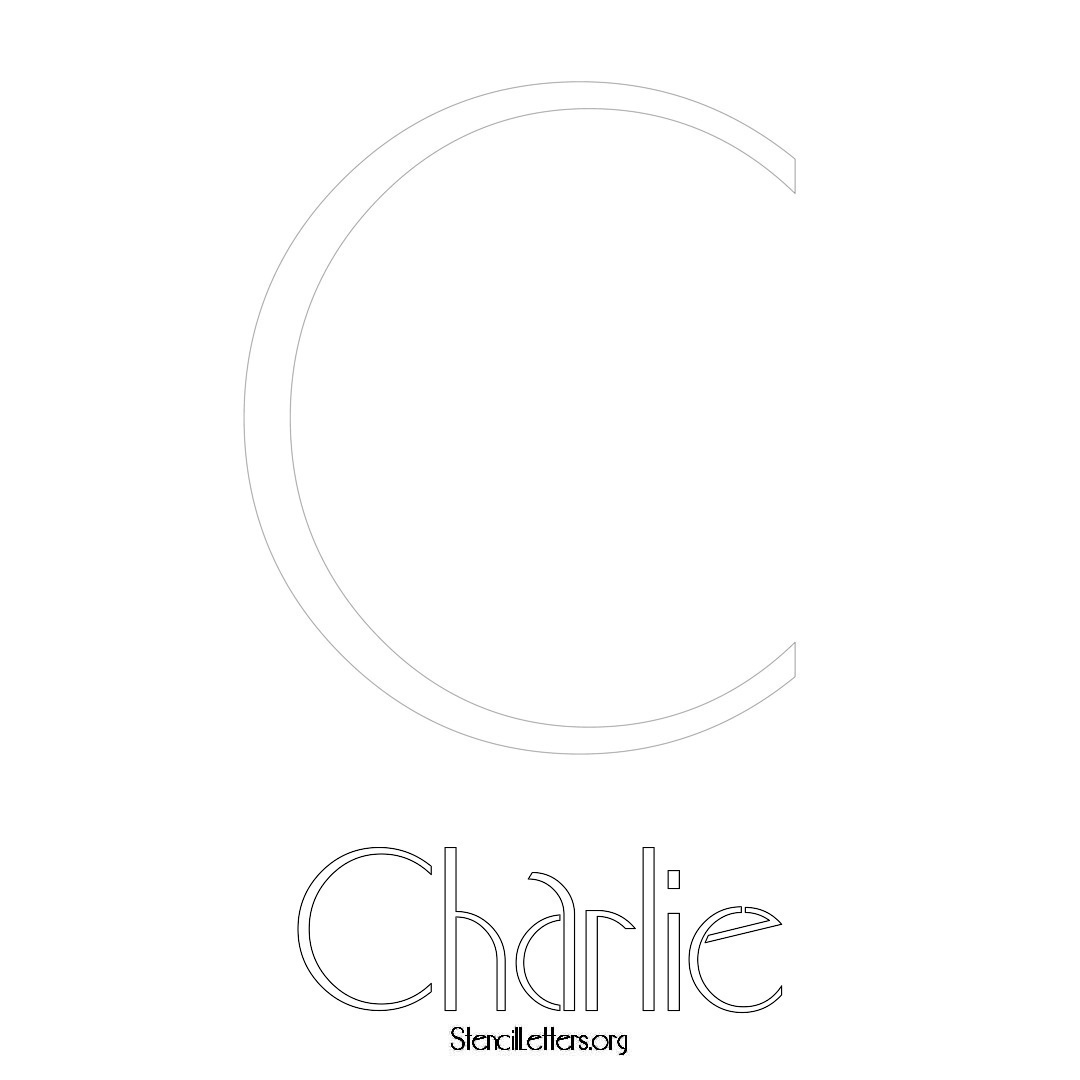 Charlie printable name initial stencil in Art Deco Lettering