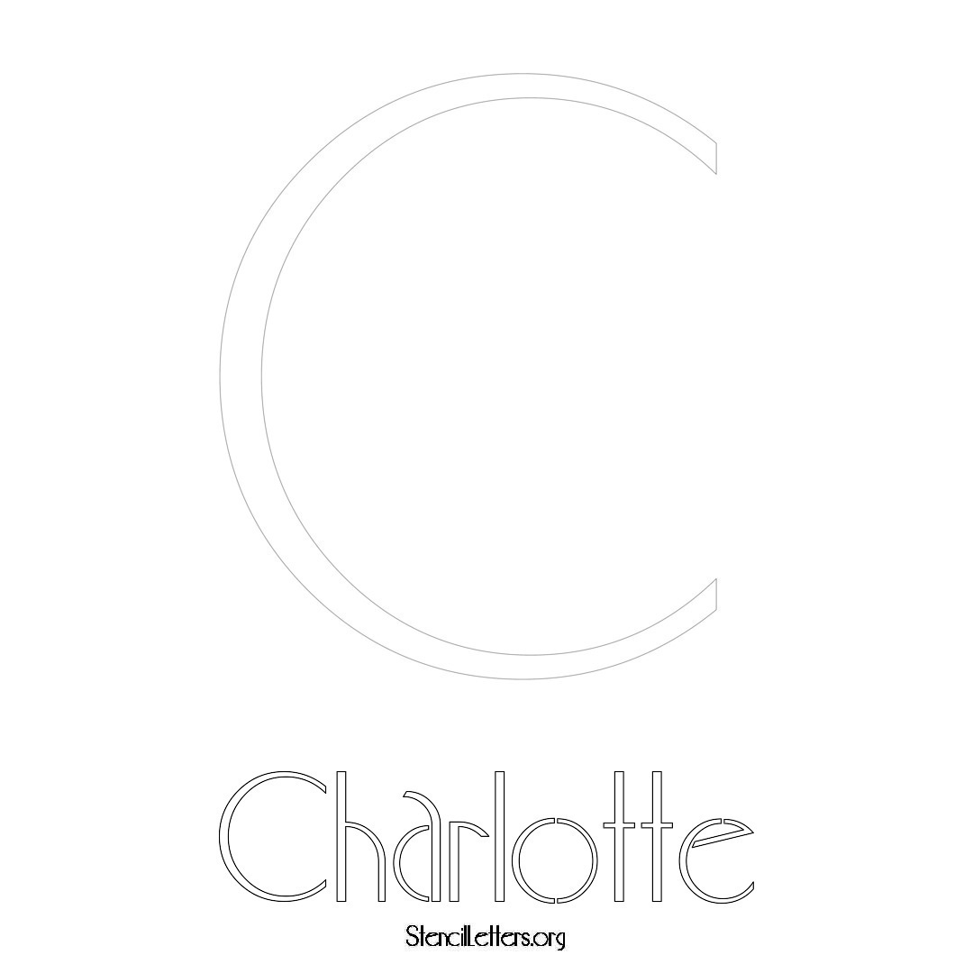 Charlotte printable name initial stencil in Art Deco Lettering
