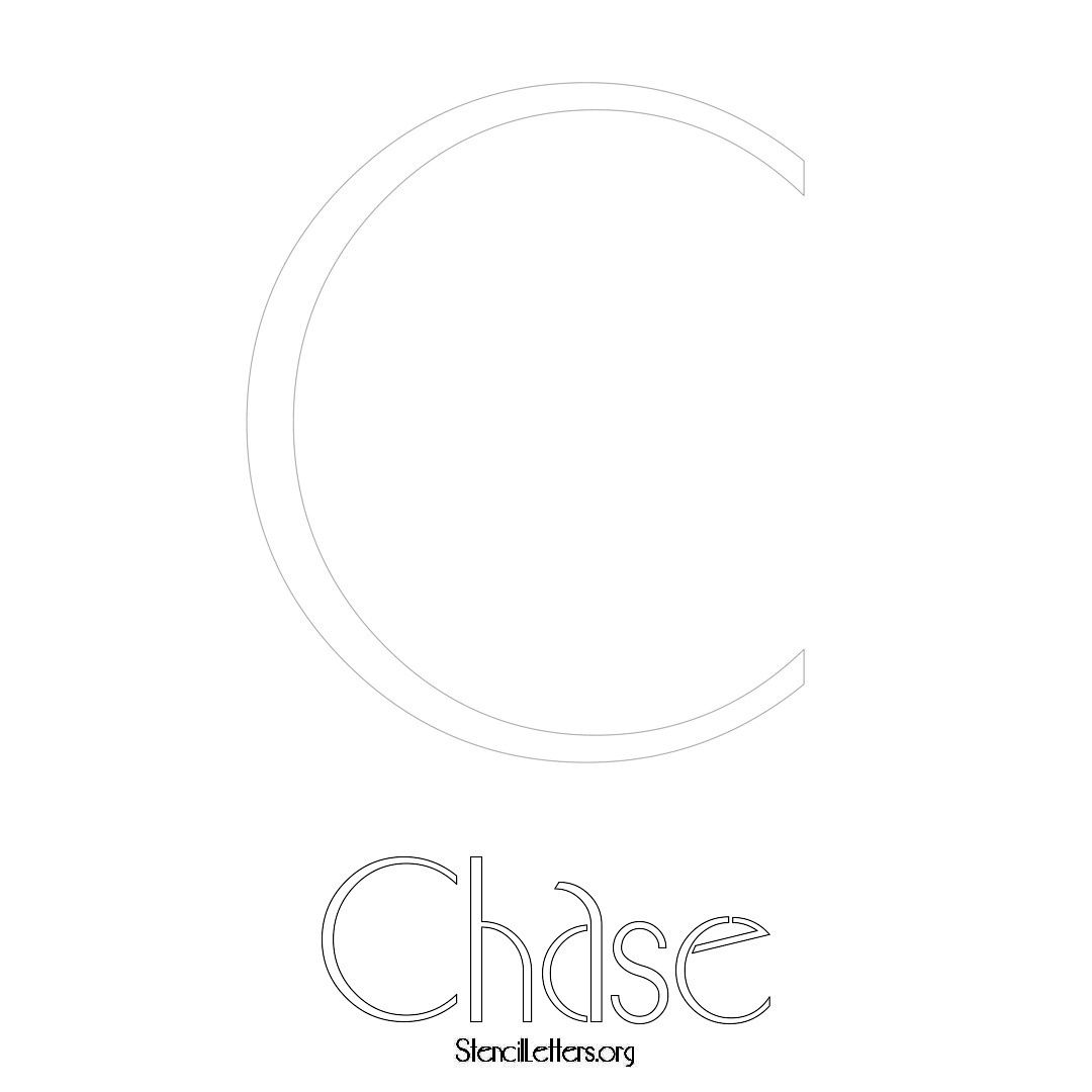 Chase printable name initial stencil in Art Deco Lettering