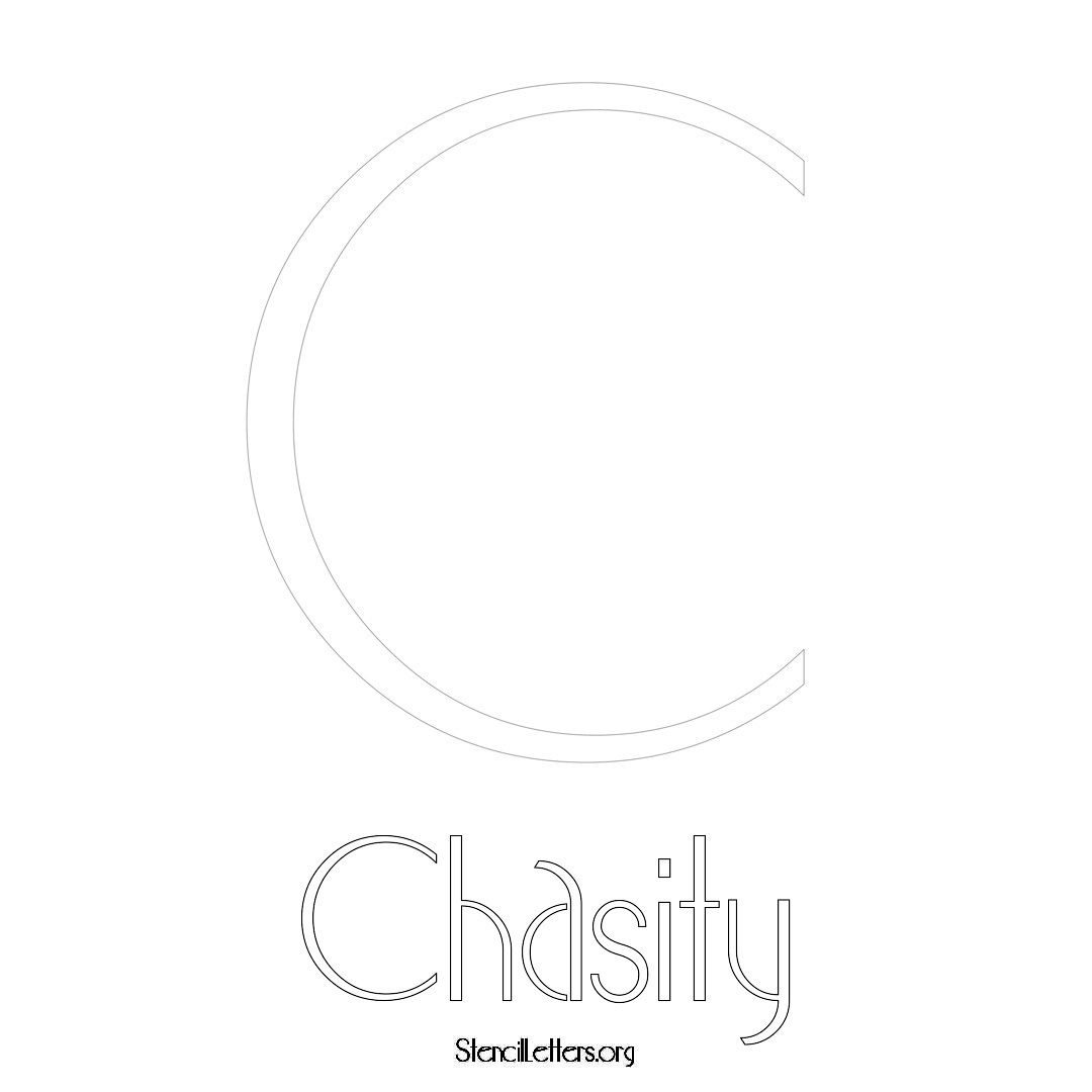 Chasity printable name initial stencil in Art Deco Lettering