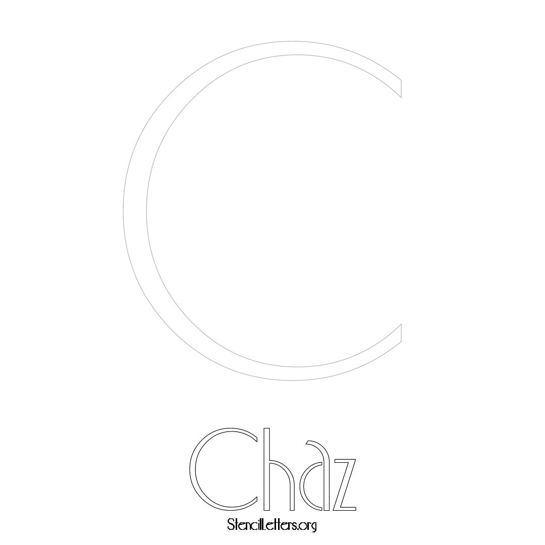 Chaz printable name initial stencil in Art Deco Lettering