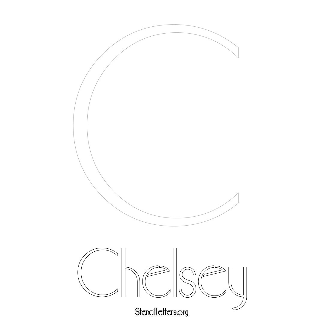 Chelsey printable name initial stencil in Art Deco Lettering