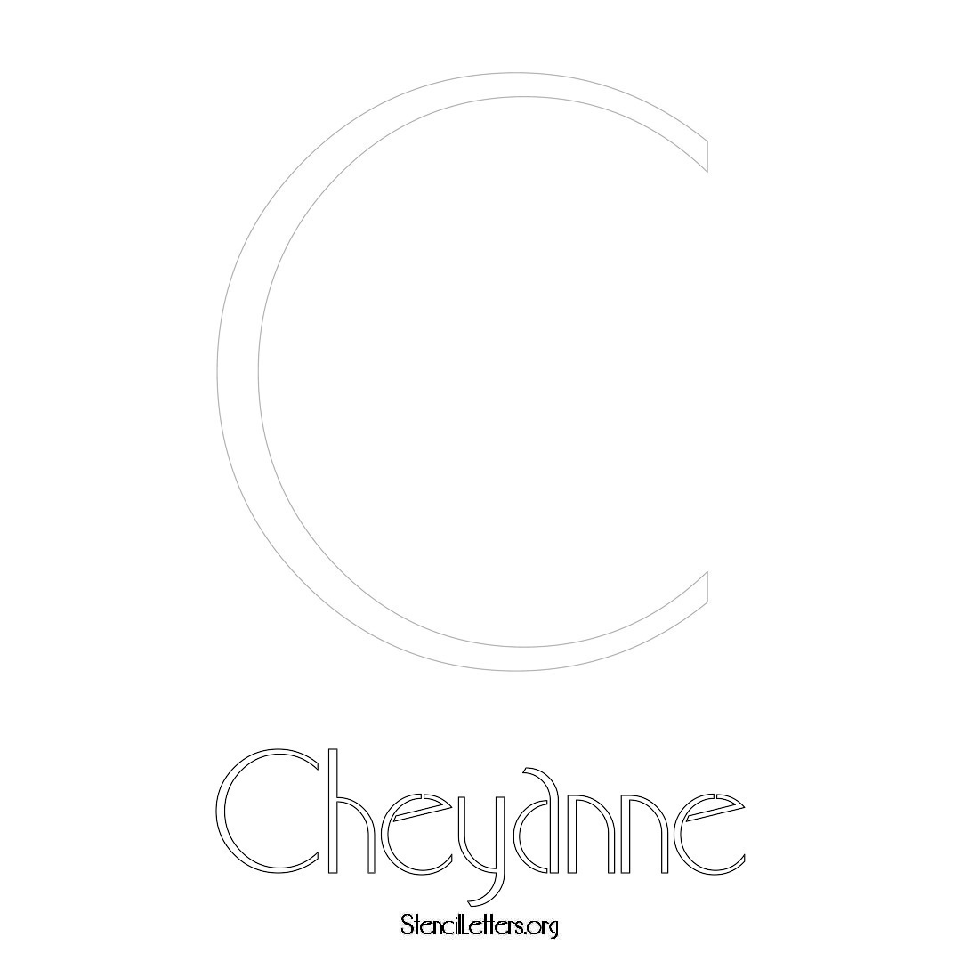 Cheyanne printable name initial stencil in Art Deco Lettering