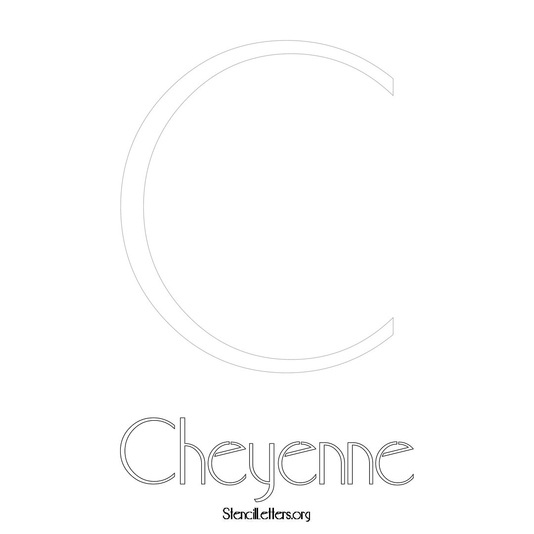 Cheyenne printable name initial stencil in Art Deco Lettering