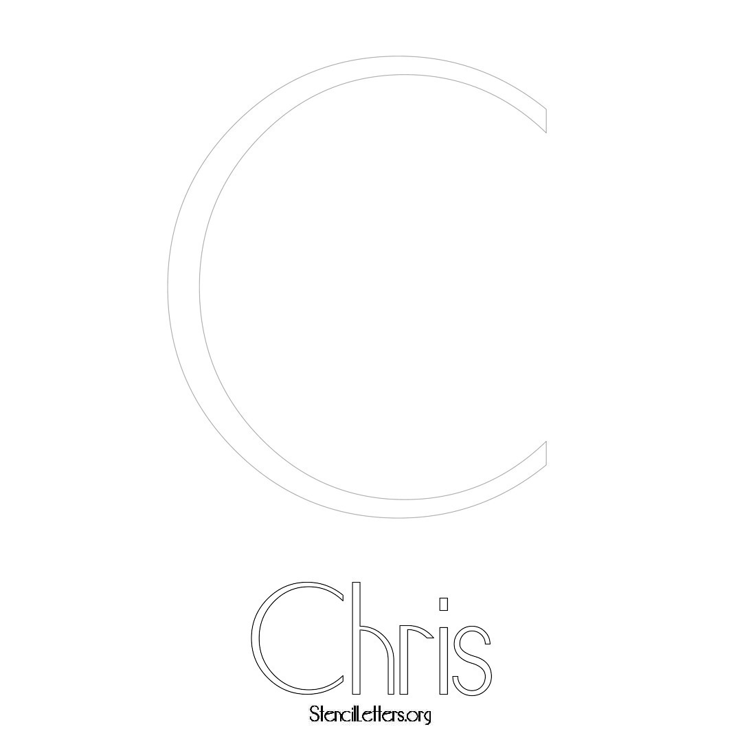 Chris printable name initial stencil in Art Deco Lettering