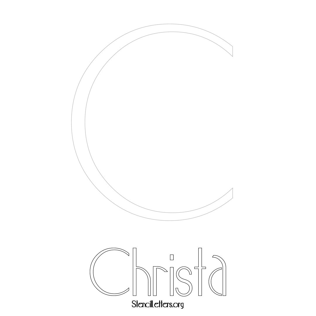Christa printable name initial stencil in Art Deco Lettering