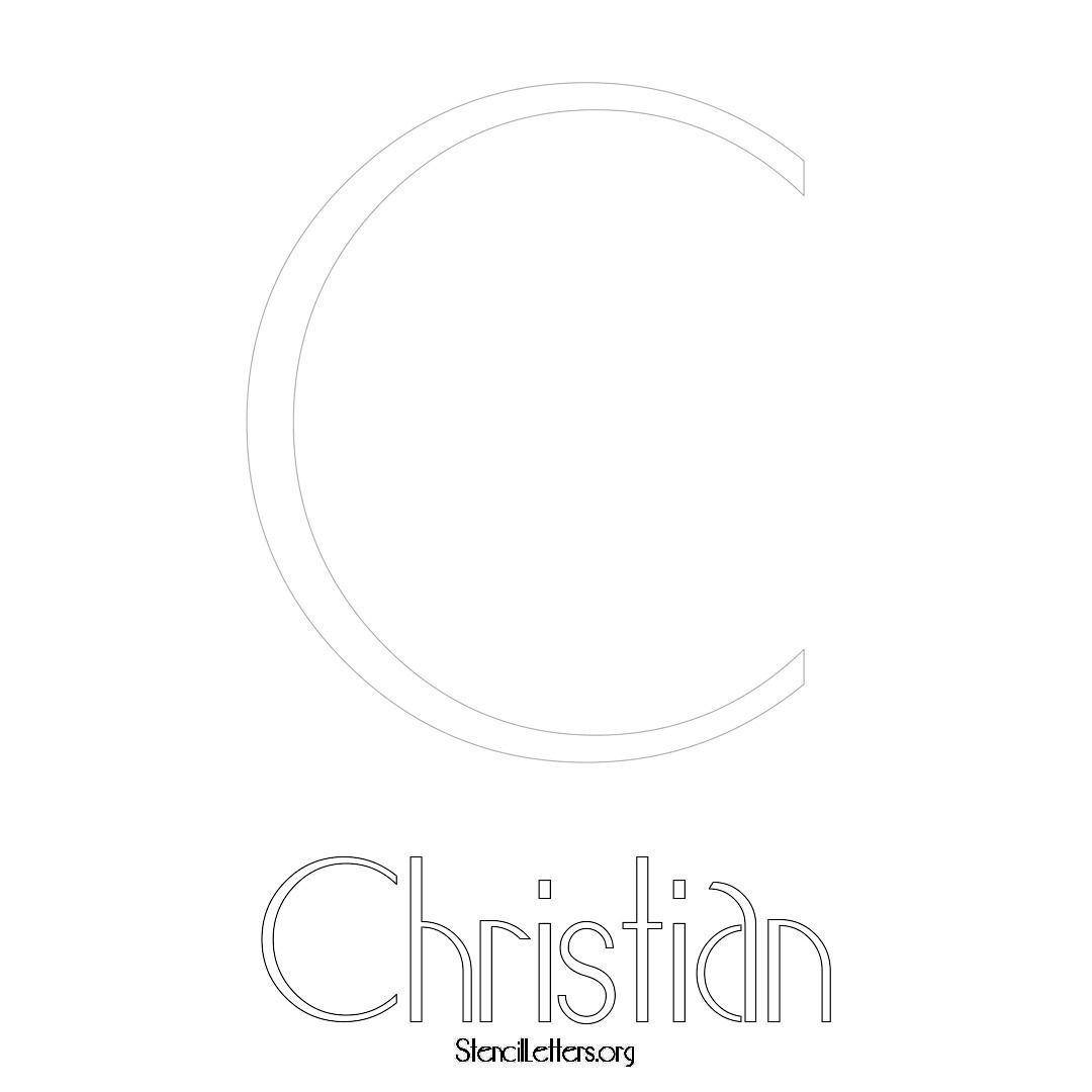 Christian printable name initial stencil in Art Deco Lettering