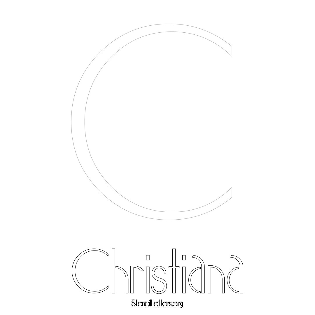 Christiana printable name initial stencil in Art Deco Lettering