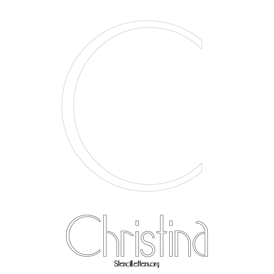 Christina printable name initial stencil in Art Deco Lettering