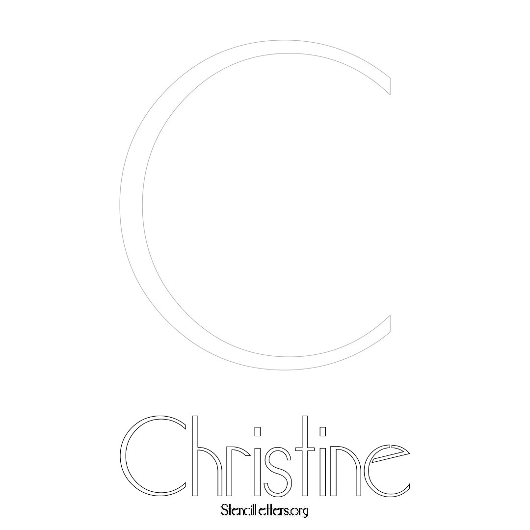 Christine printable name initial stencil in Art Deco Lettering