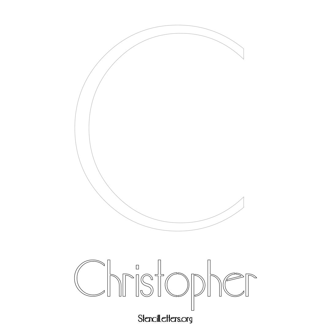 Christopher printable name initial stencil in Art Deco Lettering
