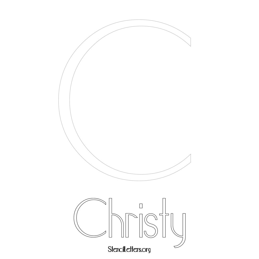 Christy printable name initial stencil in Art Deco Lettering