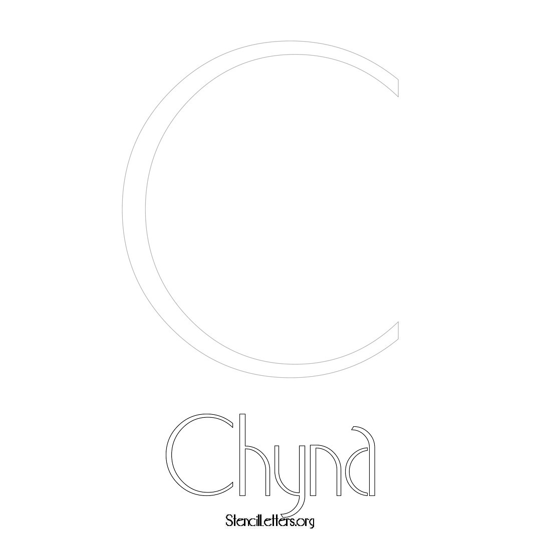 Chyna printable name initial stencil in Art Deco Lettering