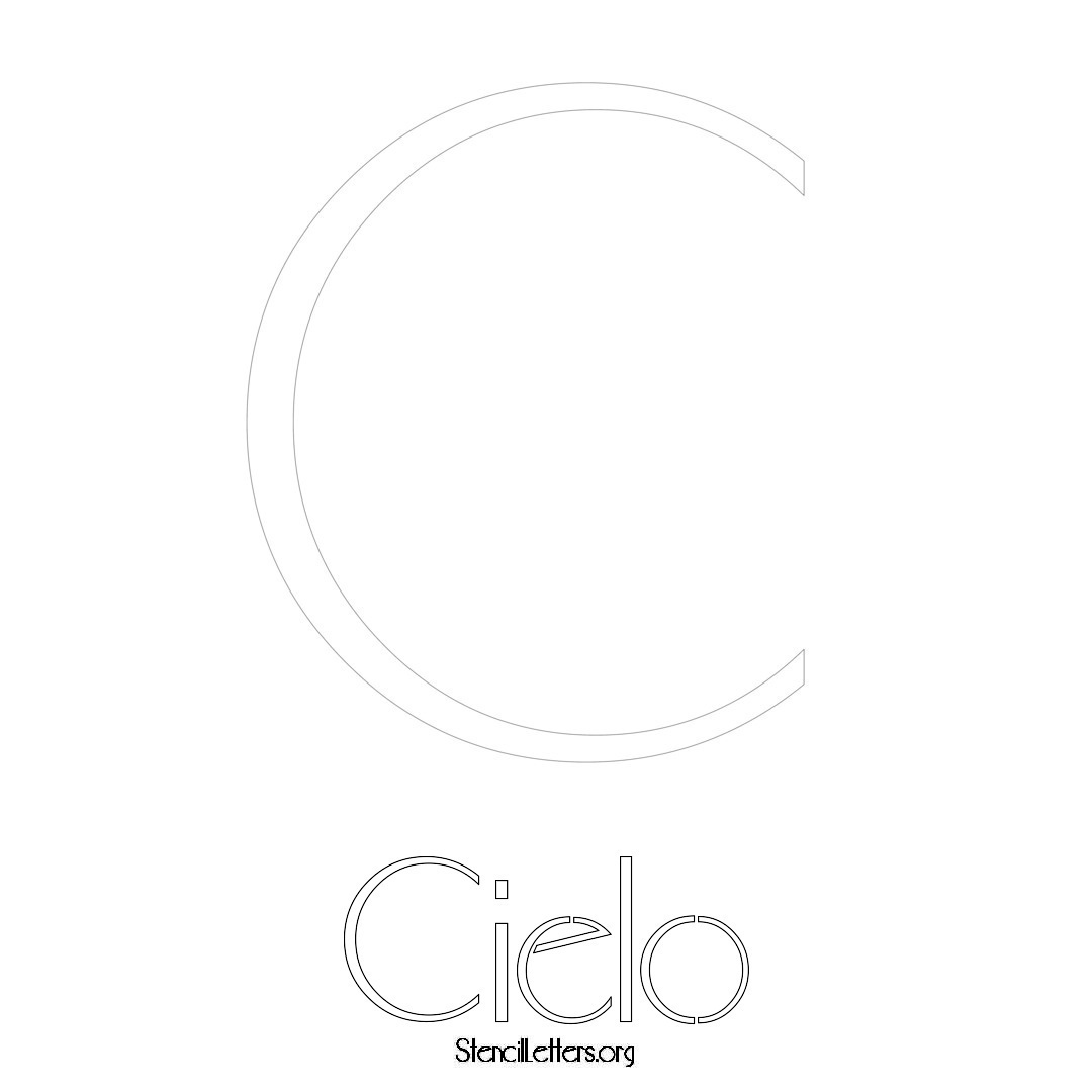 Cielo printable name initial stencil in Art Deco Lettering