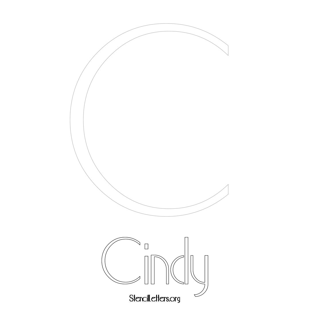 Cindy printable name initial stencil in Art Deco Lettering