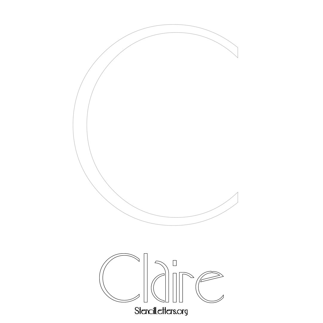 Claire printable name initial stencil in Art Deco Lettering