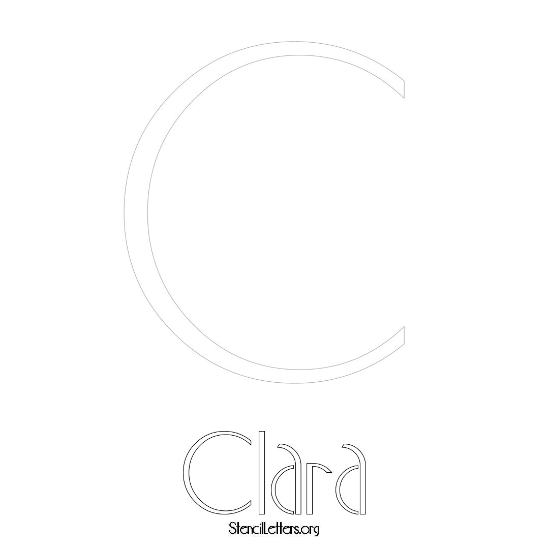 Clara printable name initial stencil in Art Deco Lettering