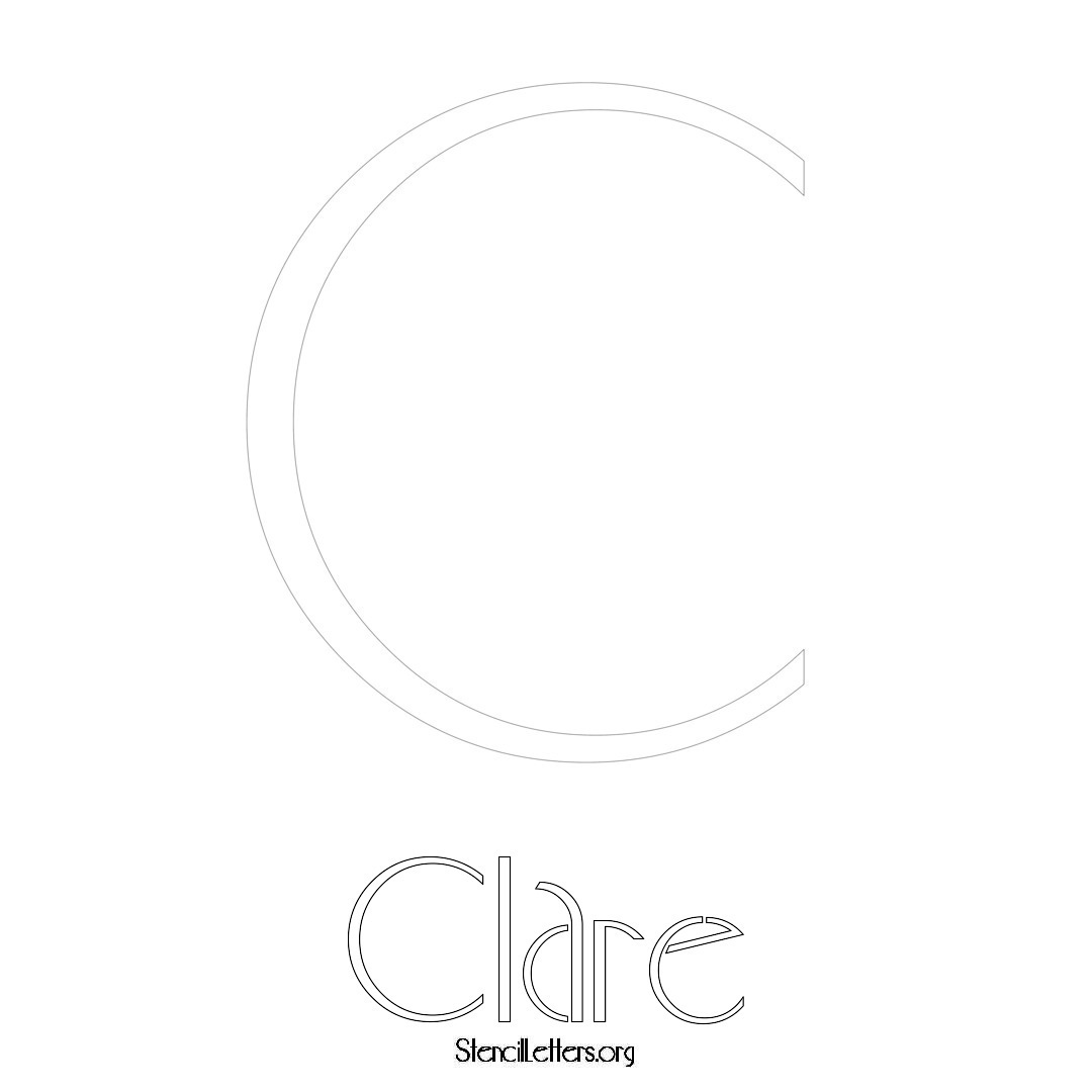 Clare printable name initial stencil in Art Deco Lettering
