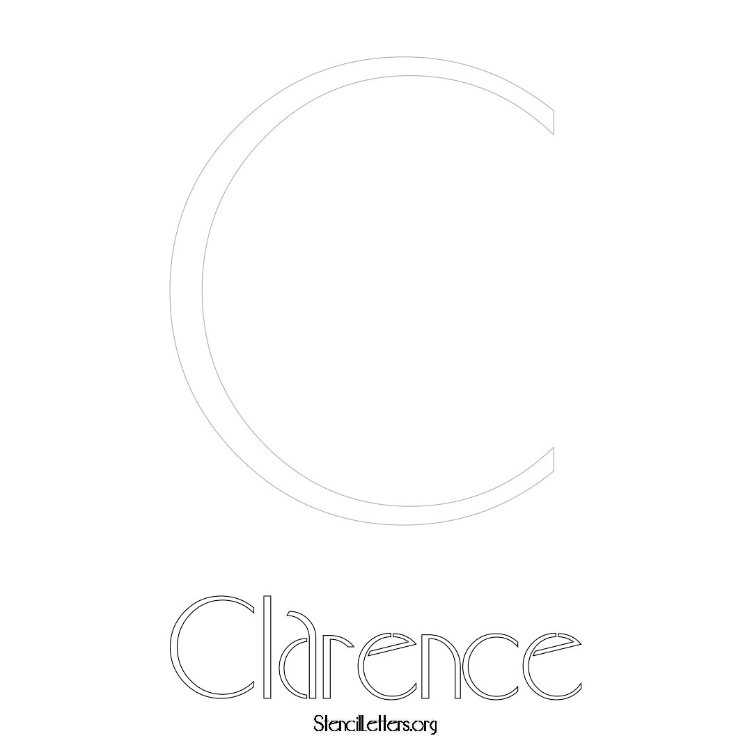 Clarence printable name initial stencil in Art Deco Lettering