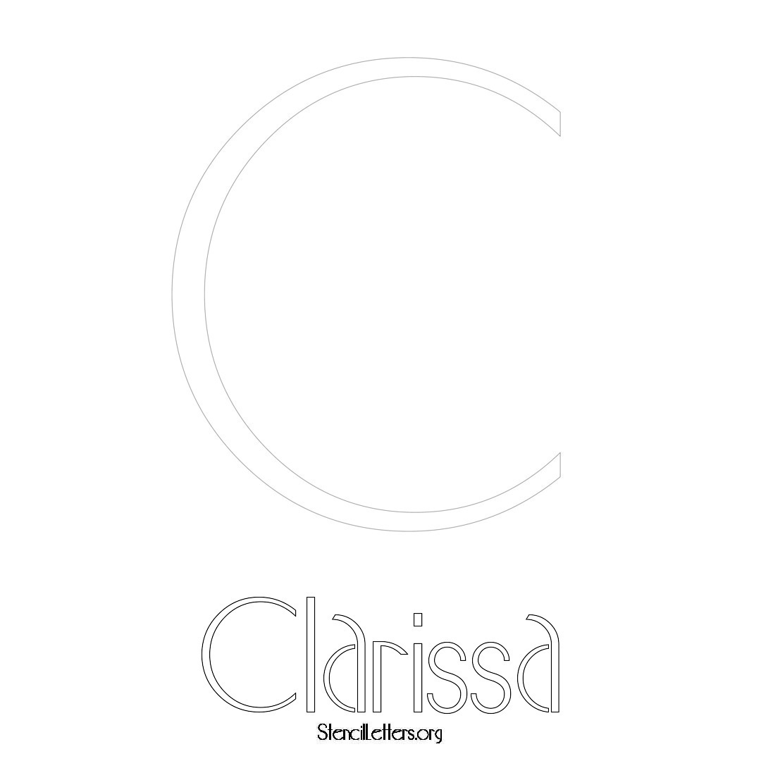 Clarissa printable name initial stencil in Art Deco Lettering