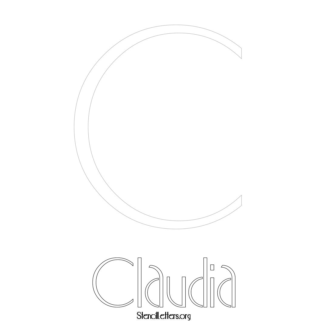 Claudia printable name initial stencil in Art Deco Lettering