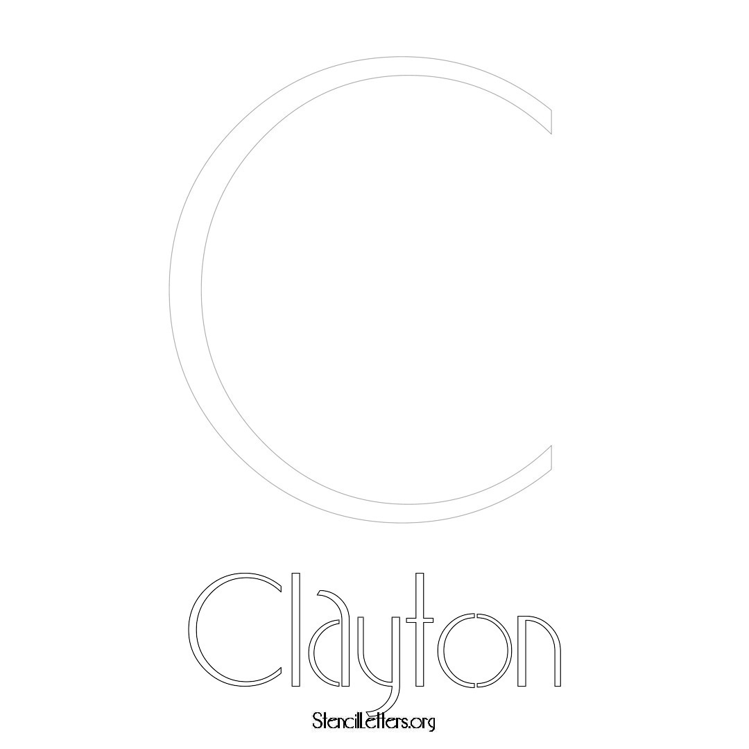 Clayton printable name initial stencil in Art Deco Lettering