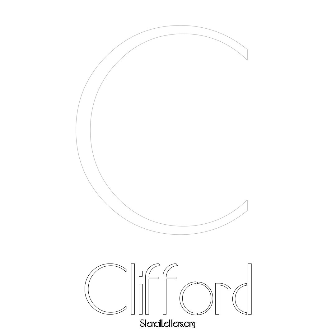Clifford printable name initial stencil in Art Deco Lettering