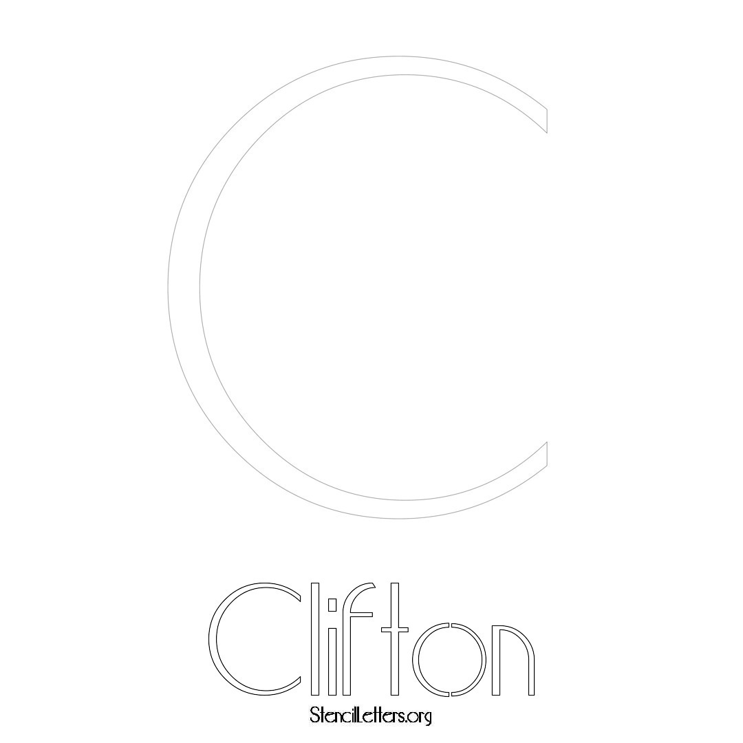 Clifton printable name initial stencil in Art Deco Lettering