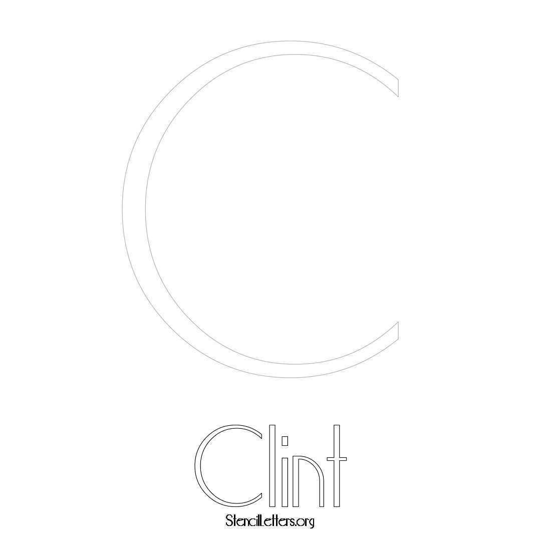 Clint printable name initial stencil in Art Deco Lettering