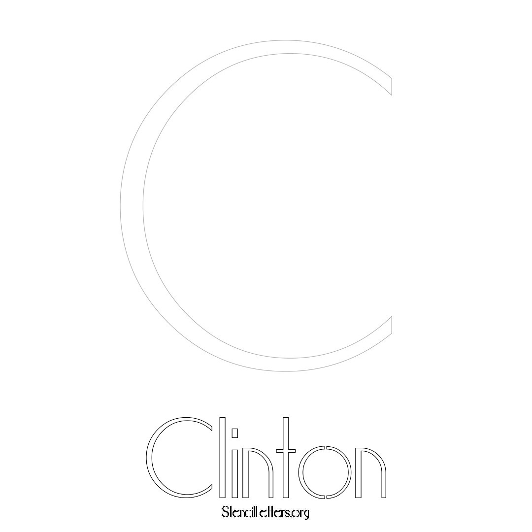 Clinton printable name initial stencil in Art Deco Lettering