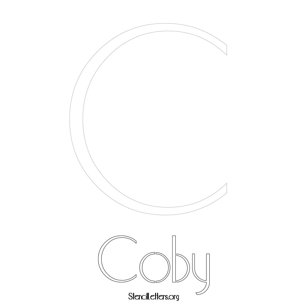 Coby printable name initial stencil in Art Deco Lettering