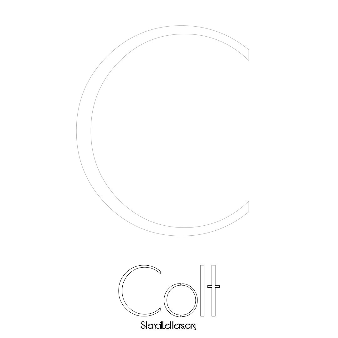 Colt printable name initial stencil in Art Deco Lettering