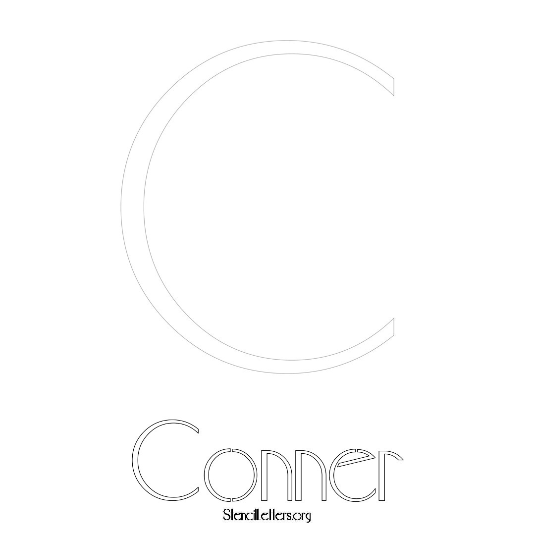 Conner printable name initial stencil in Art Deco Lettering