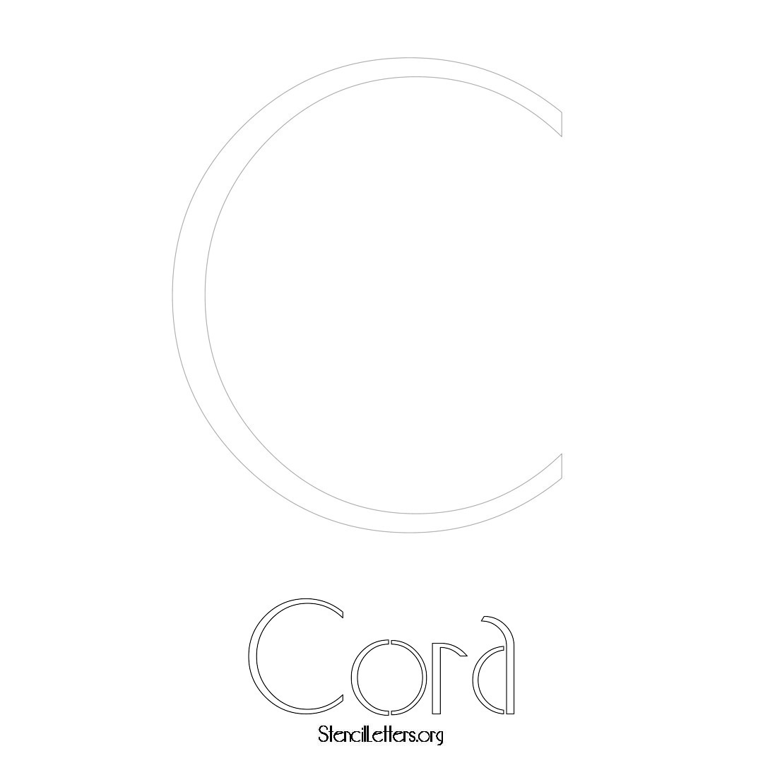 Cora printable name initial stencil in Art Deco Lettering