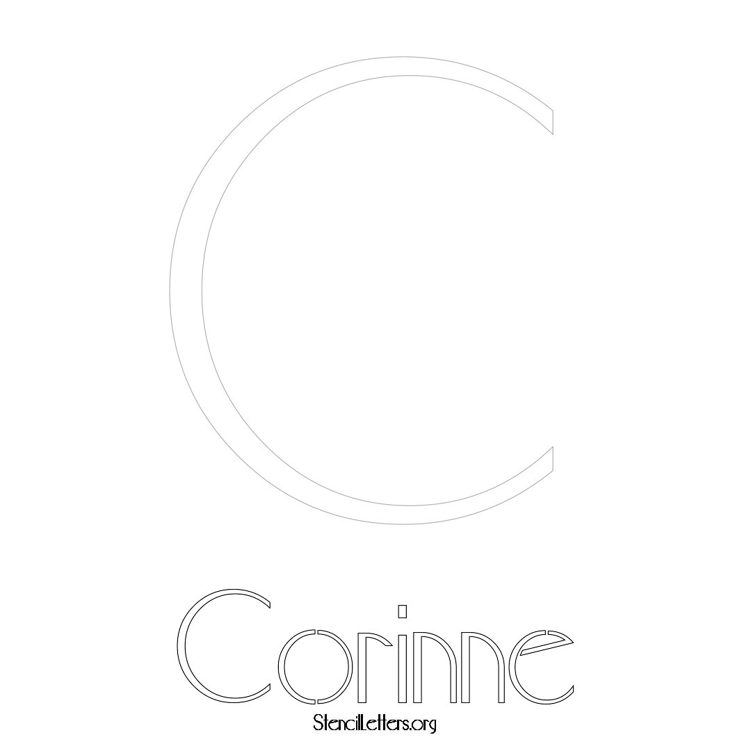 Corinne printable name initial stencil in Art Deco Lettering