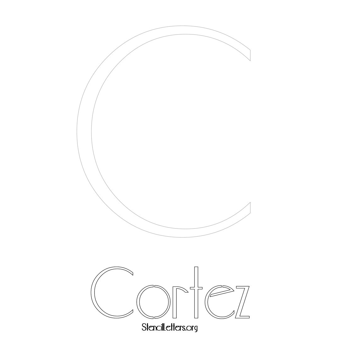 Cortez printable name initial stencil in Art Deco Lettering