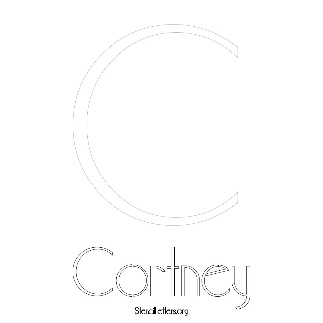Cortney printable name initial stencil in Art Deco Lettering