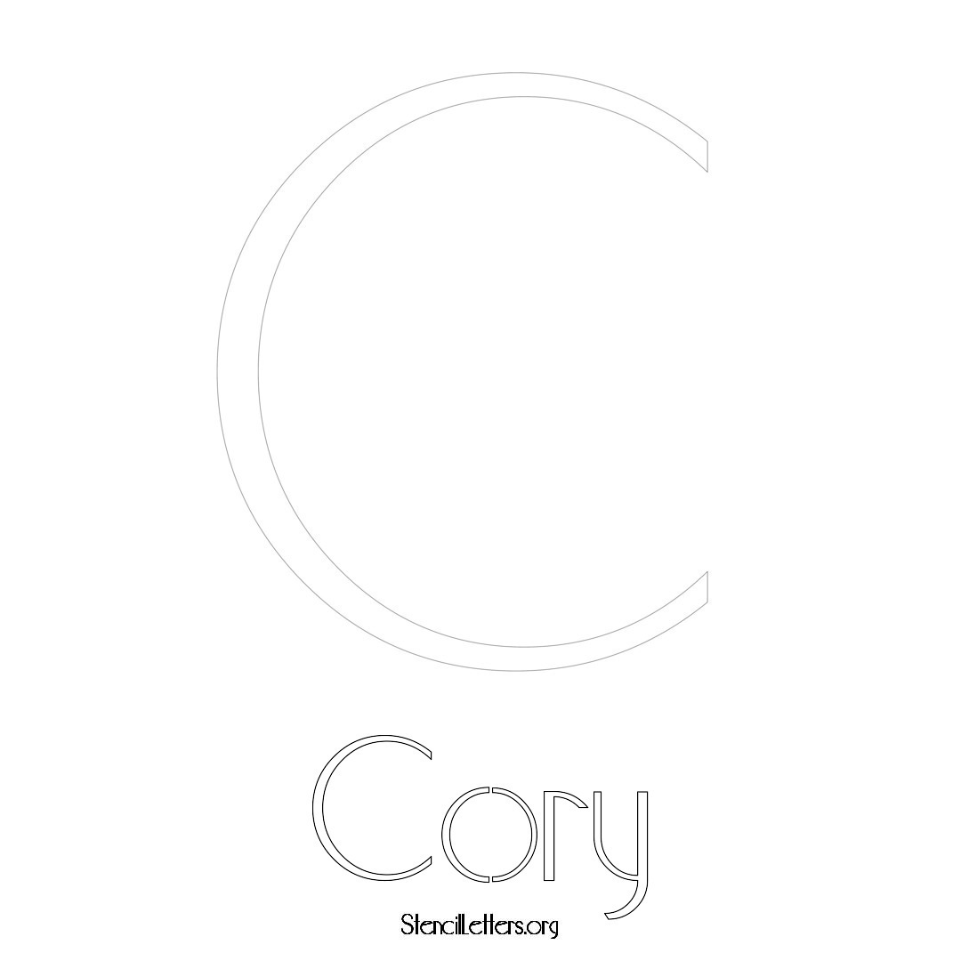 Cory printable name initial stencil in Art Deco Lettering