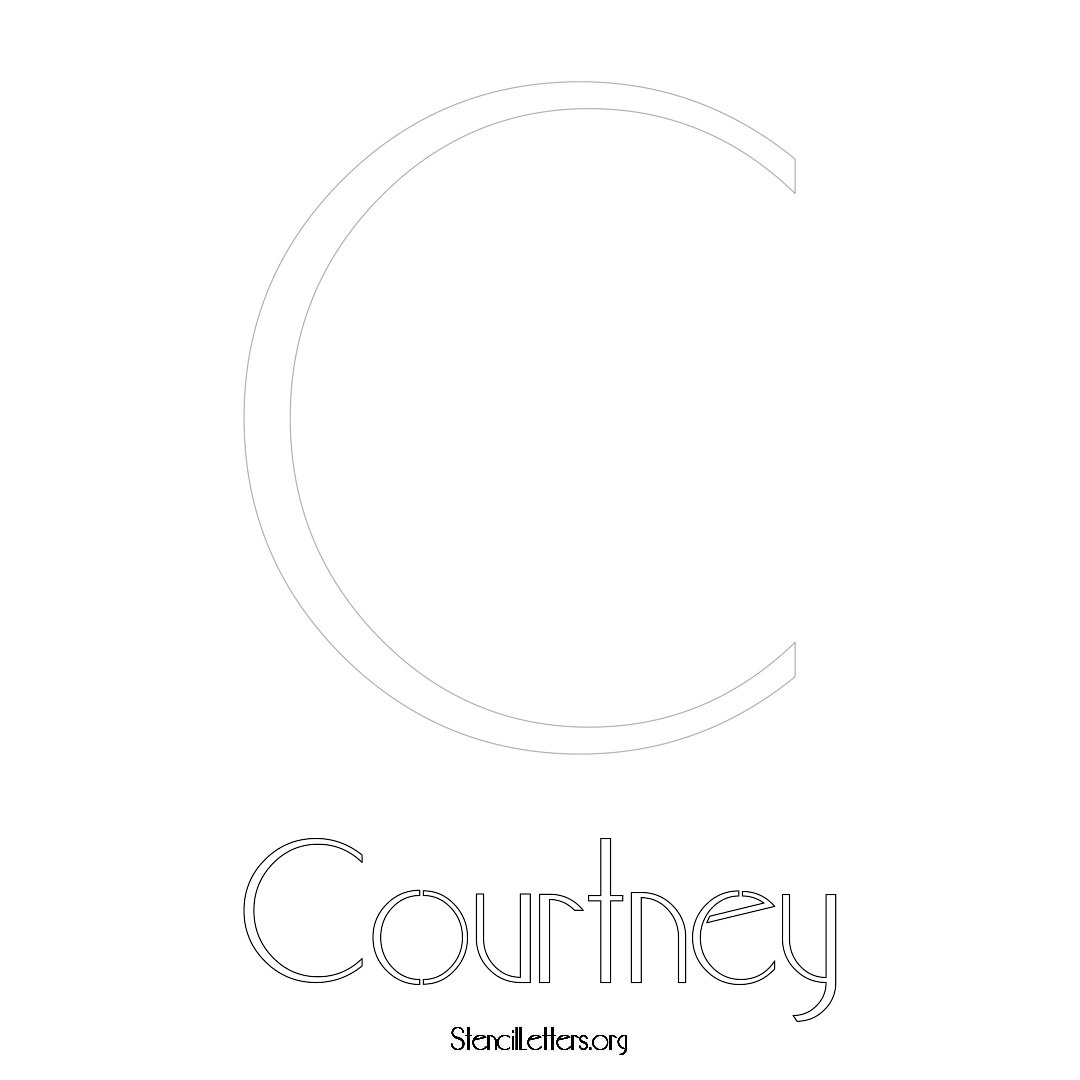 Courtney printable name initial stencil in Art Deco Lettering