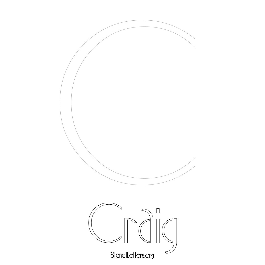 Craig printable name initial stencil in Art Deco Lettering