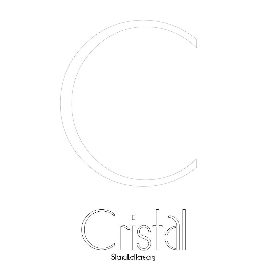 Cristal printable name initial stencil in Art Deco Lettering