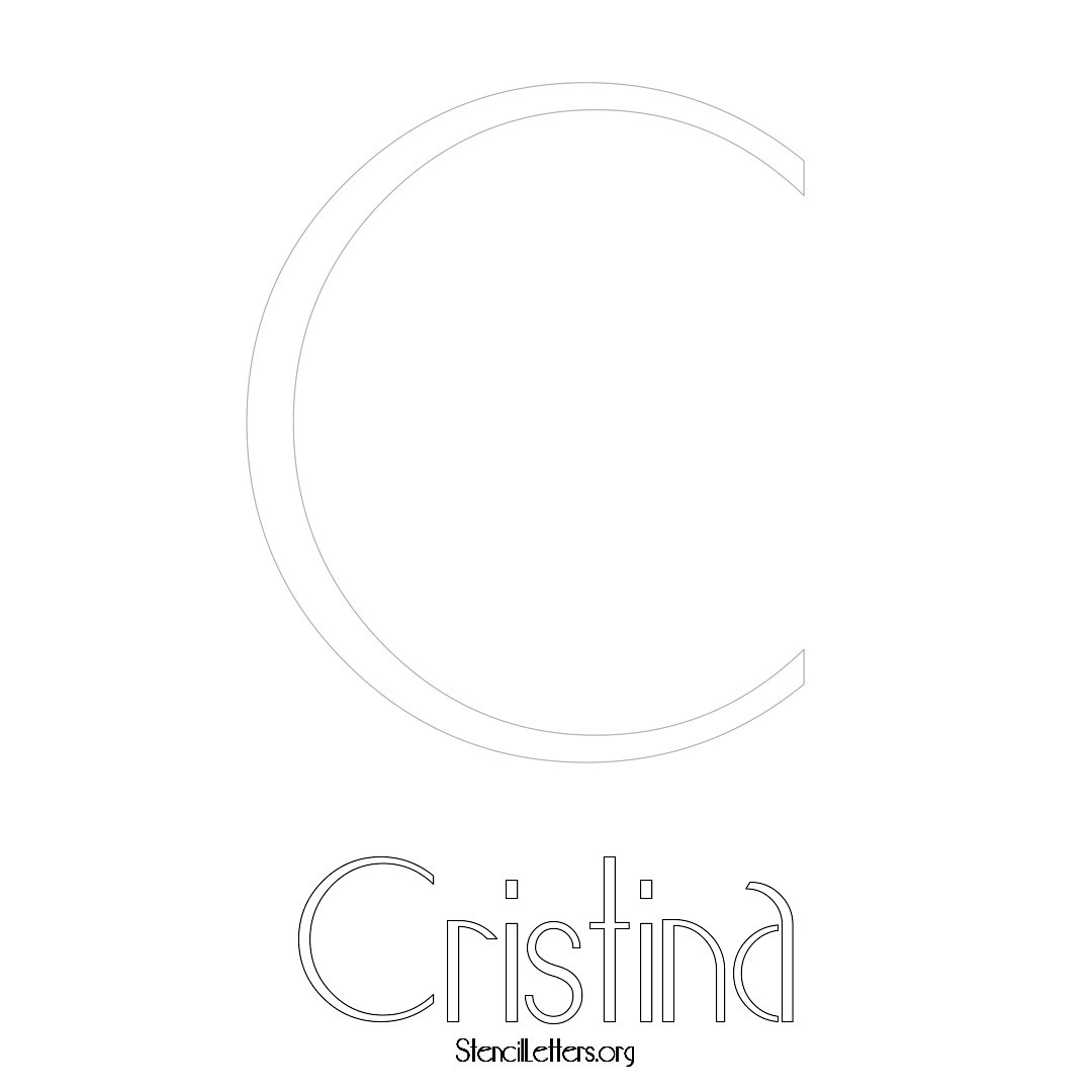 Cristina printable name initial stencil in Art Deco Lettering