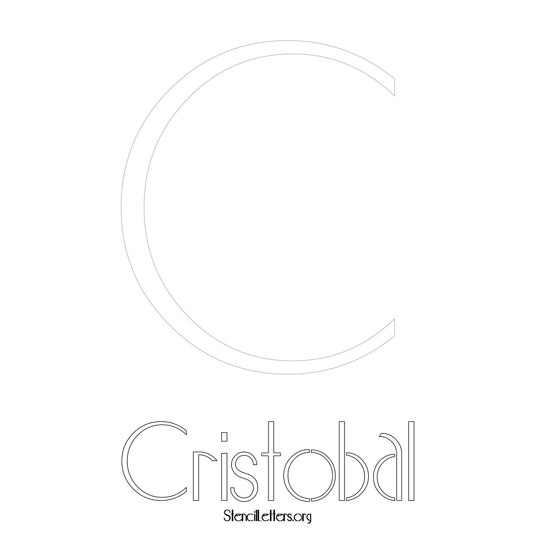 Cristobal printable name initial stencil in Art Deco Lettering