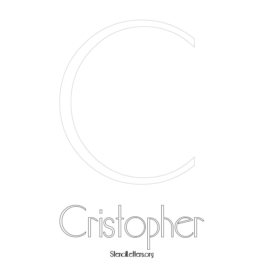 Cristopher printable name initial stencil in Art Deco Lettering