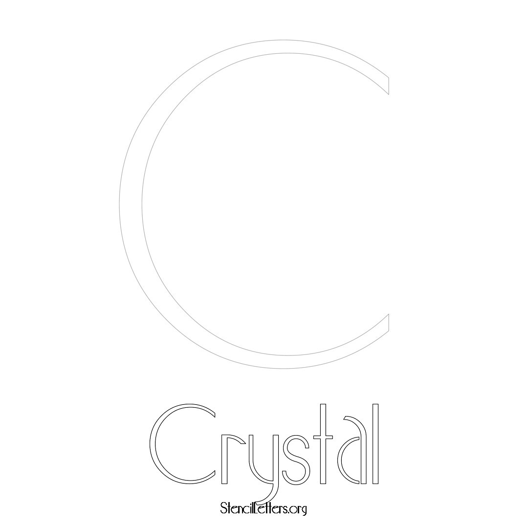 Crystal printable name initial stencil in Art Deco Lettering