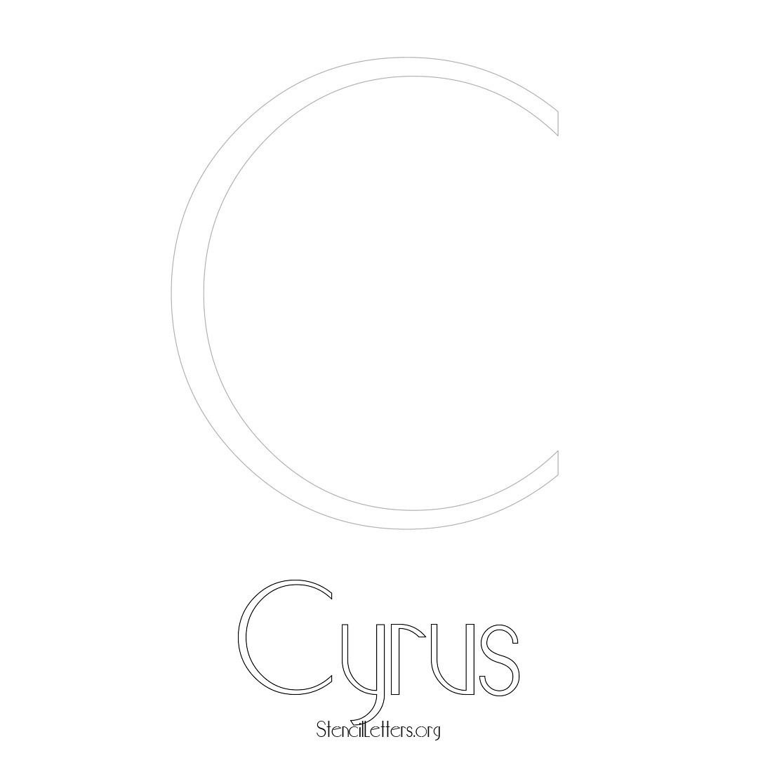 Cyrus printable name initial stencil in Art Deco Lettering